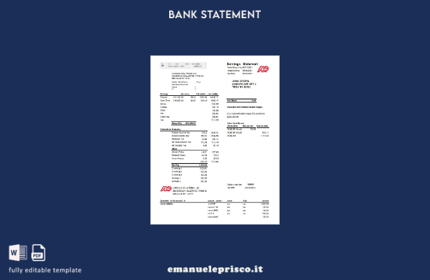 Modello Excel di dichiarazione degli utili aziendali aziendali USA ADP in stile 